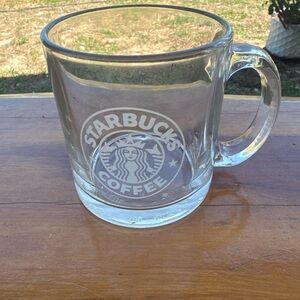 Starbucks Mug Cup Clear Glass Coffee 12 oz Etched Mermaid Logo Made in USA